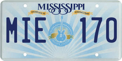 MS license plate MIE170