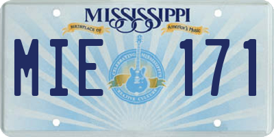 MS license plate MIE171
