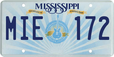 MS license plate MIE172