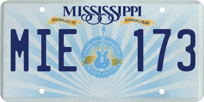 MS license plate MIE173