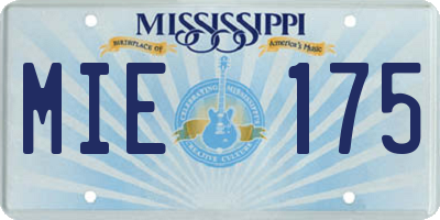 MS license plate MIE175
