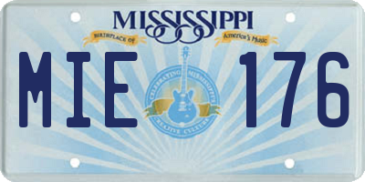MS license plate MIE176