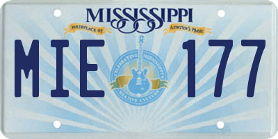 MS license plate MIE177
