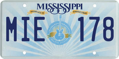 MS license plate MIE178