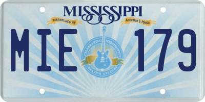 MS license plate MIE179