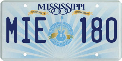MS license plate MIE180