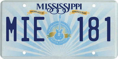 MS license plate MIE181