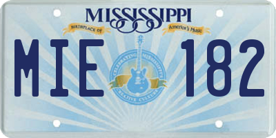 MS license plate MIE182