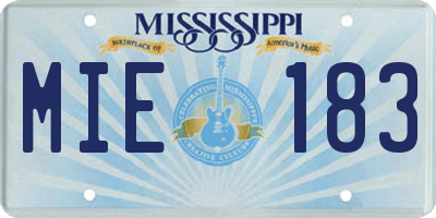 MS license plate MIE183