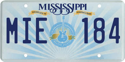 MS license plate MIE184