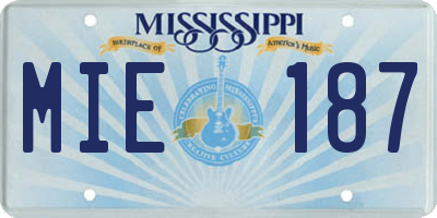 MS license plate MIE187