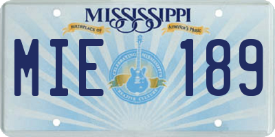 MS license plate MIE189