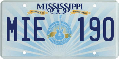 MS license plate MIE190