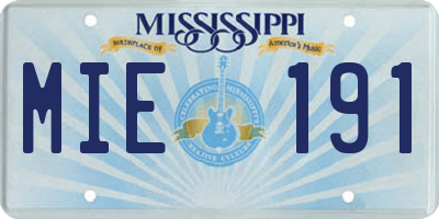 MS license plate MIE191