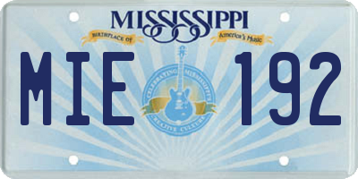 MS license plate MIE192