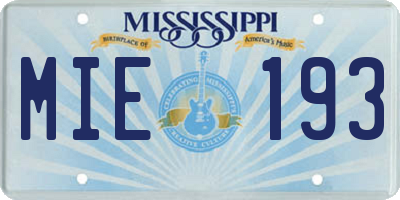 MS license plate MIE193
