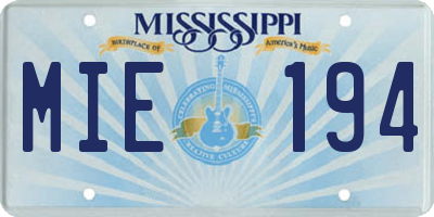 MS license plate MIE194