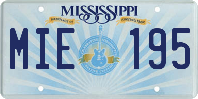 MS license plate MIE195