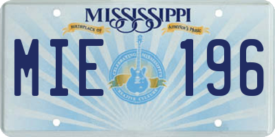 MS license plate MIE196