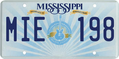 MS license plate MIE198