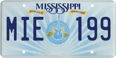 MS license plate MIE199