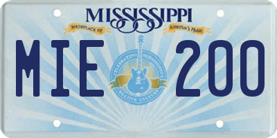 MS license plate MIE200