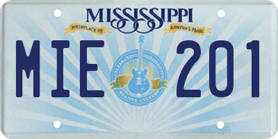 MS license plate MIE201