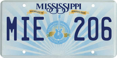 MS license plate MIE206