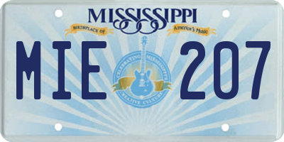 MS license plate MIE207