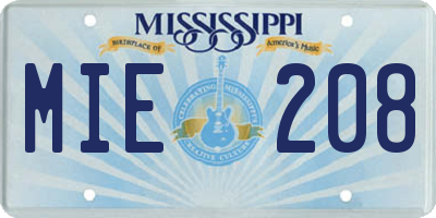 MS license plate MIE208