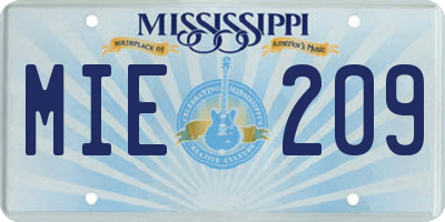 MS license plate MIE209