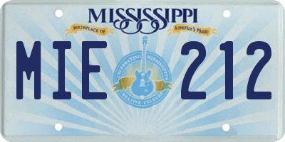 MS license plate MIE212