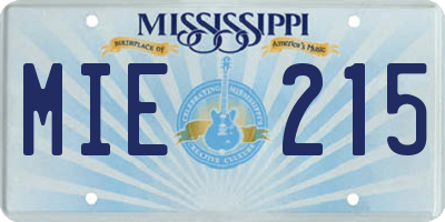 MS license plate MIE215
