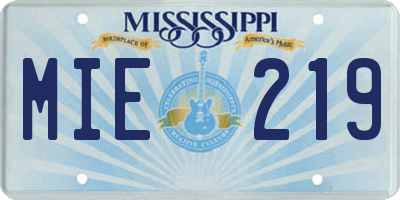 MS license plate MIE219
