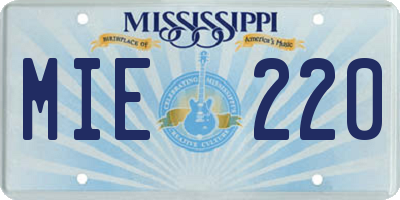 MS license plate MIE220