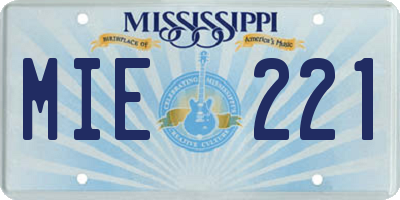 MS license plate MIE221