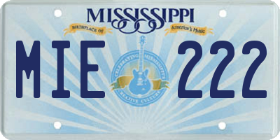 MS license plate MIE222