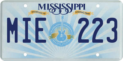 MS license plate MIE223