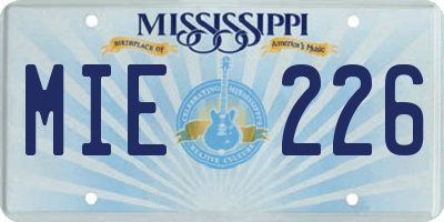 MS license plate MIE226