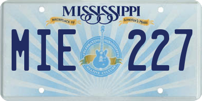 MS license plate MIE227
