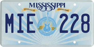 MS license plate MIE228