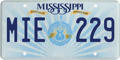 MS license plate MIE229