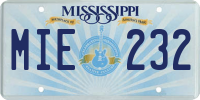 MS license plate MIE232
