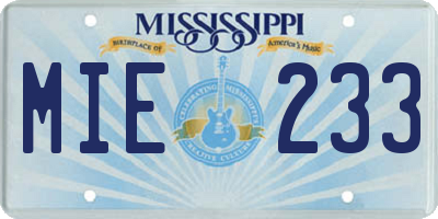 MS license plate MIE233