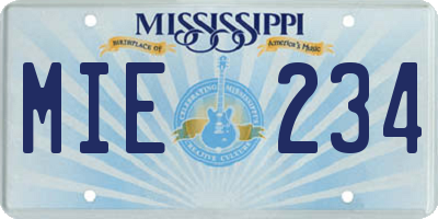 MS license plate MIE234