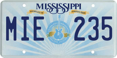 MS license plate MIE235