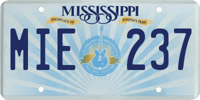 MS license plate MIE237