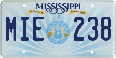 MS license plate MIE238