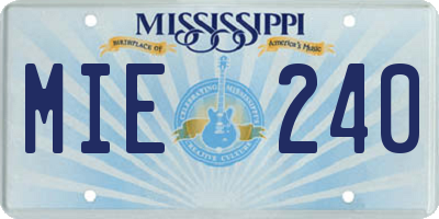 MS license plate MIE240