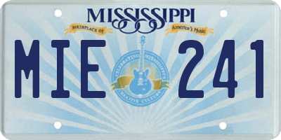MS license plate MIE241